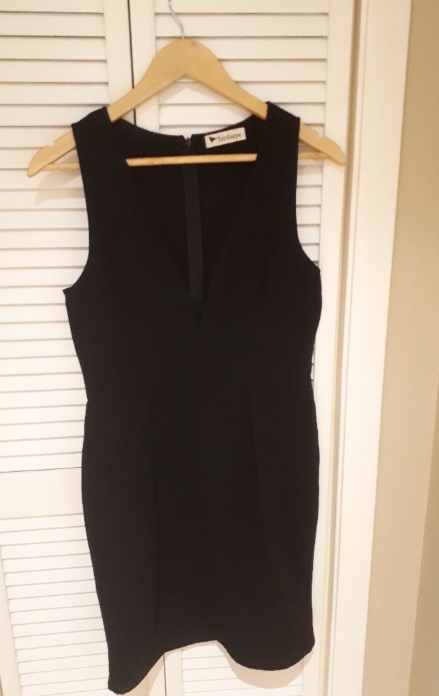 Black Birdseyebrand plunging neckline dress
